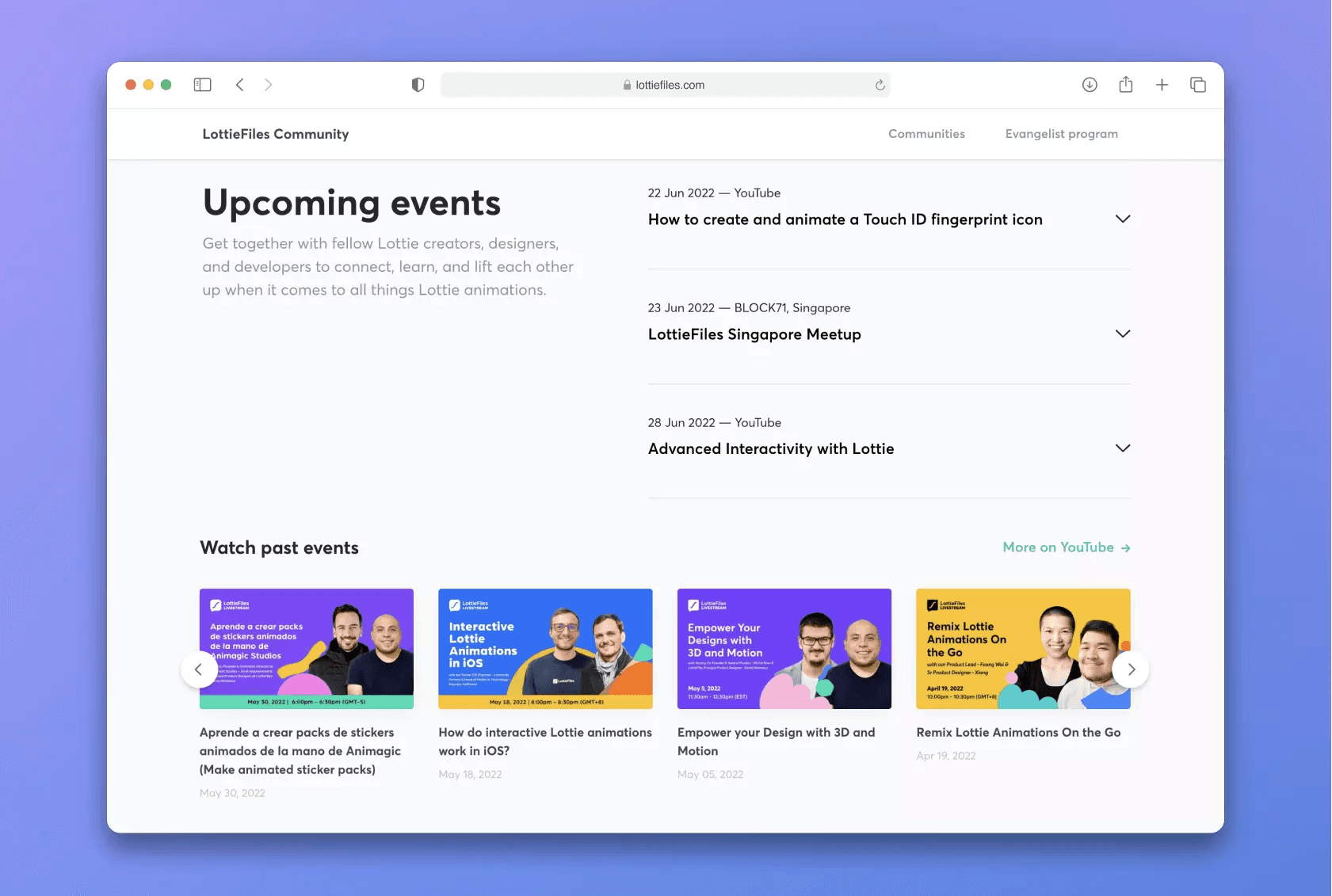 Past event videos added on Community page