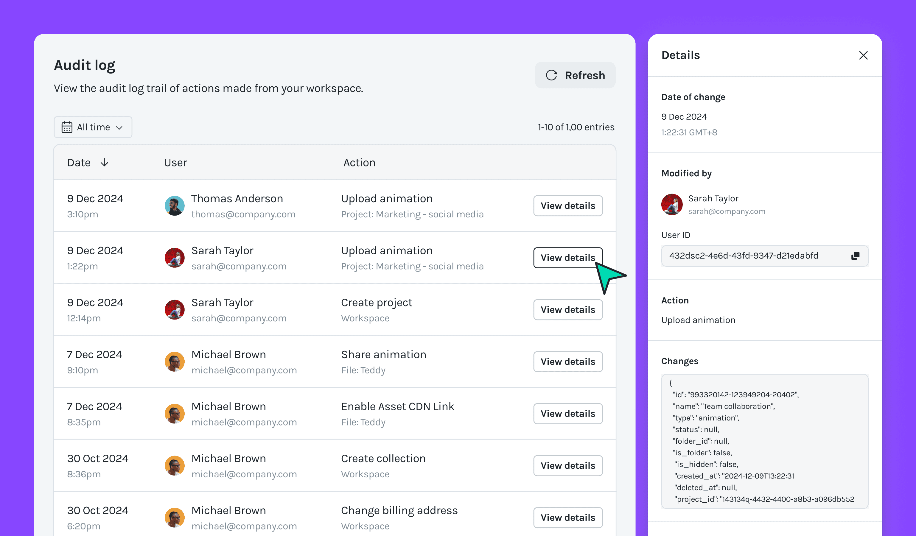 Audit Log for Enterprise Workspaces