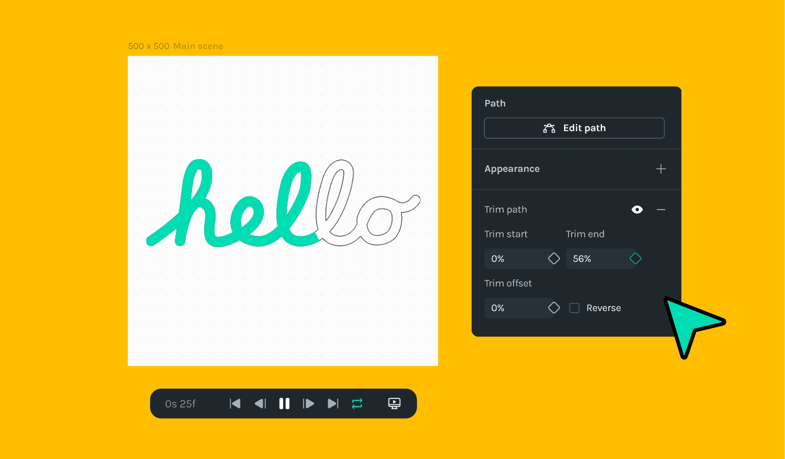 Trim Paths within LottieFiles Creator